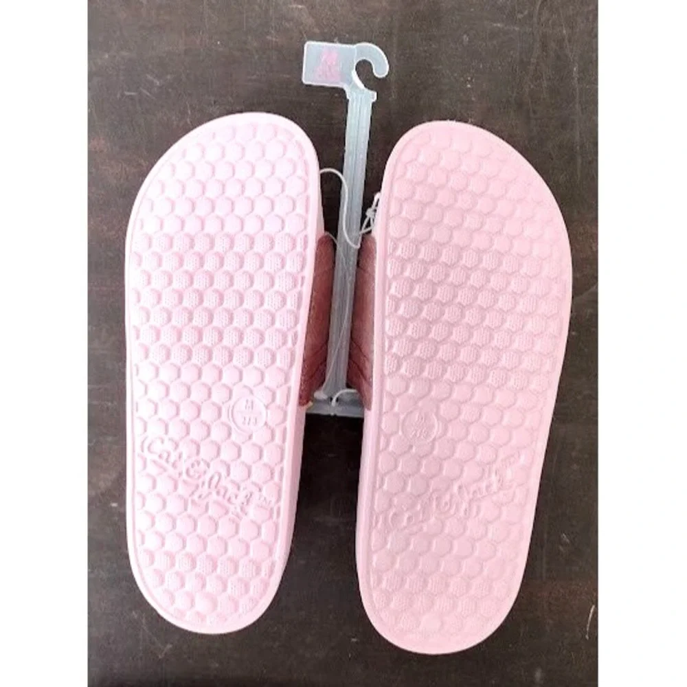 Cat Jack Kids Girls Pink Glitter Slides Sandals‎ Size M 2/3